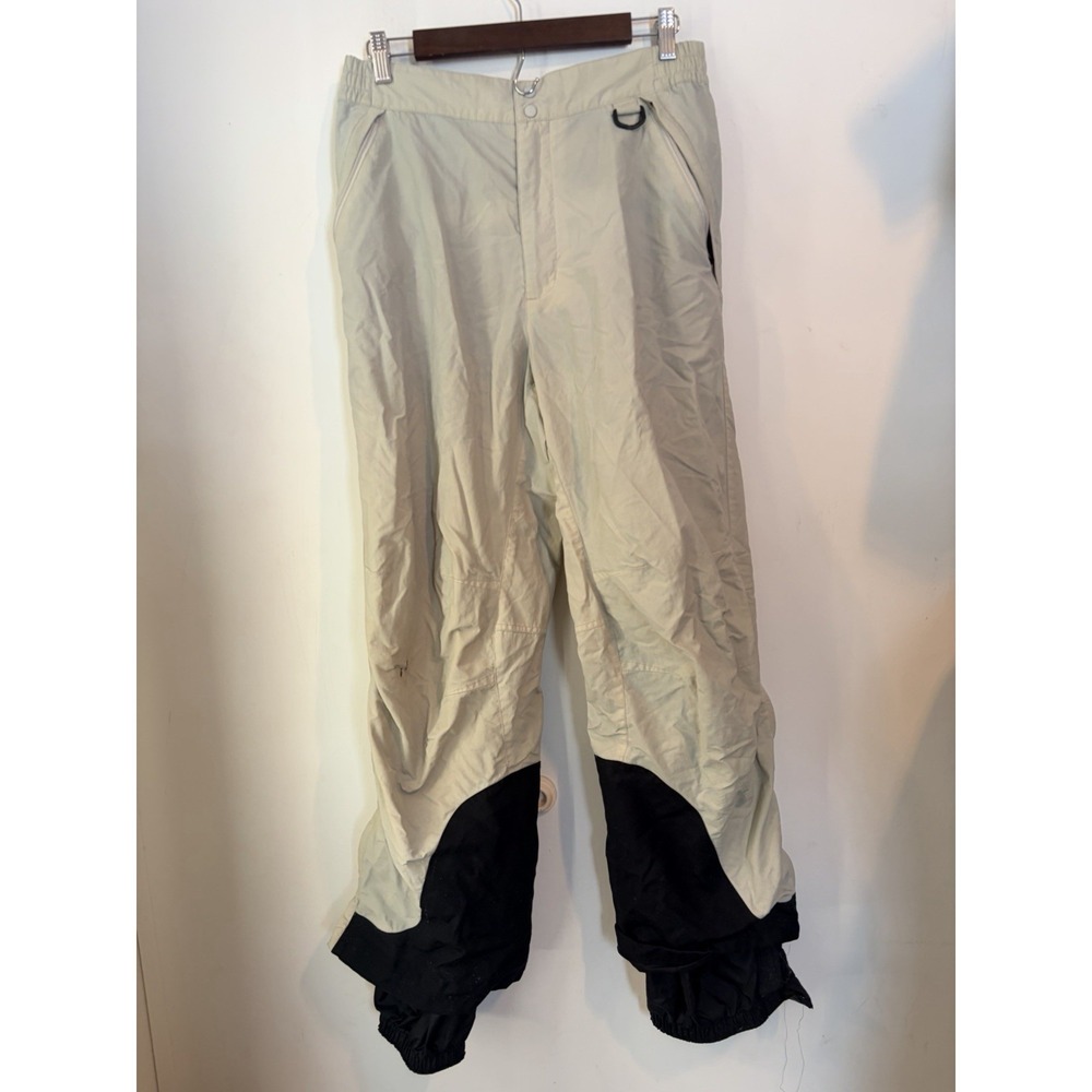 L.L.Bean Snow Pants‎ Mens Med Beige Nylon Mesh Lined Straight Leg Hiking Nylon